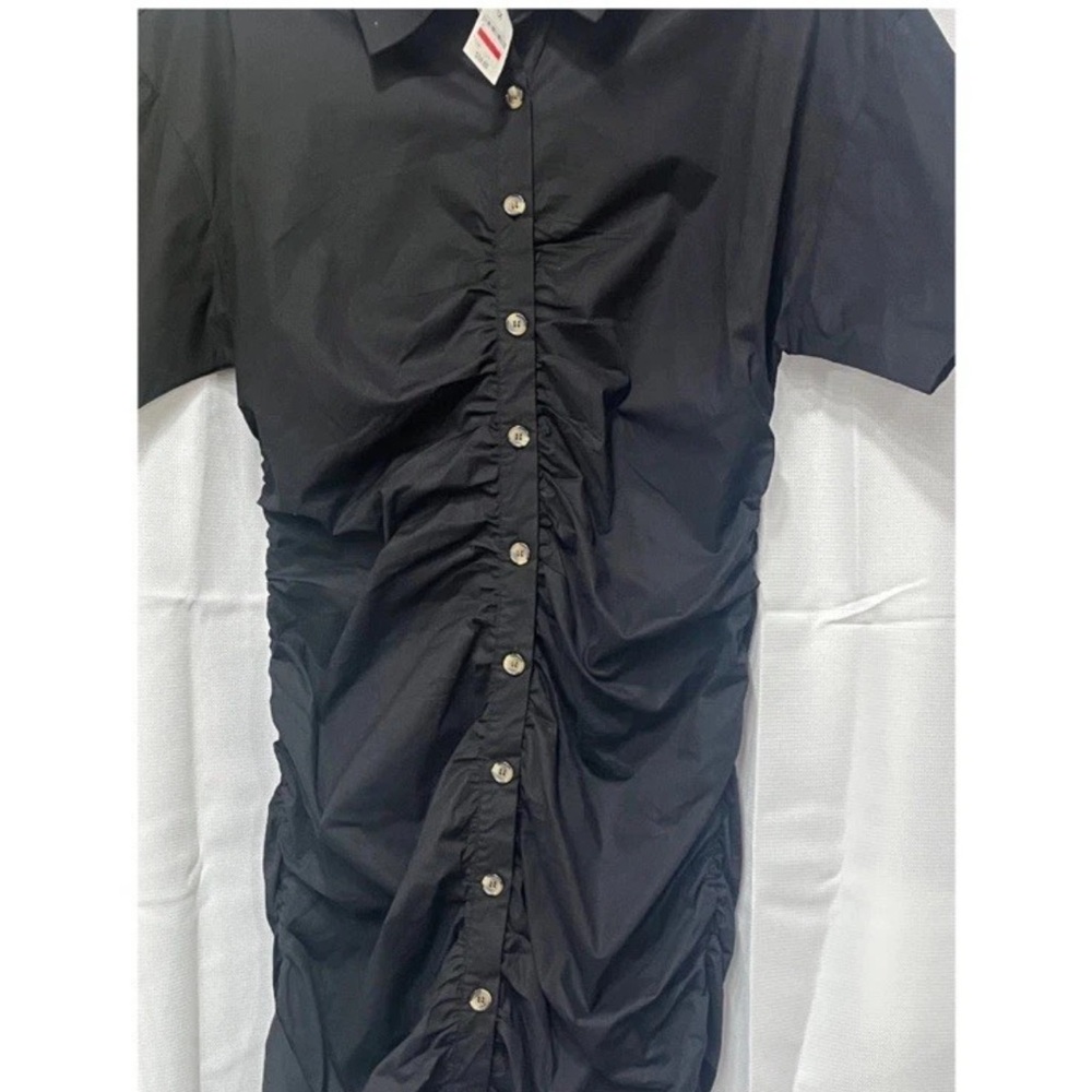 Black Ruched Button-Down Shirt size large nwt